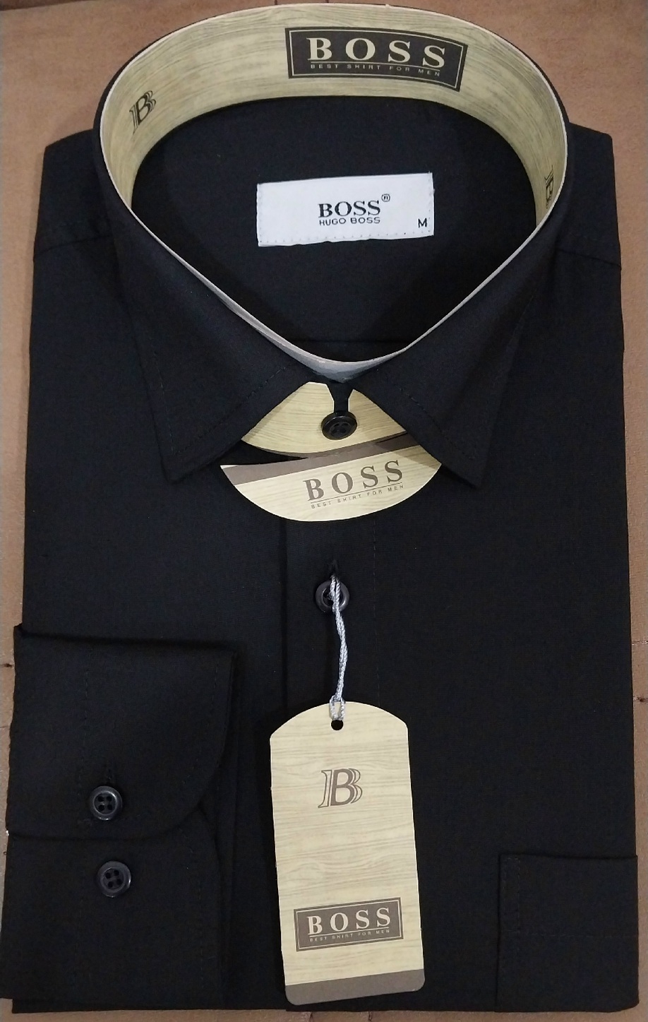 پیراهن مردانه مشکی قواره دار تترون بروجرد